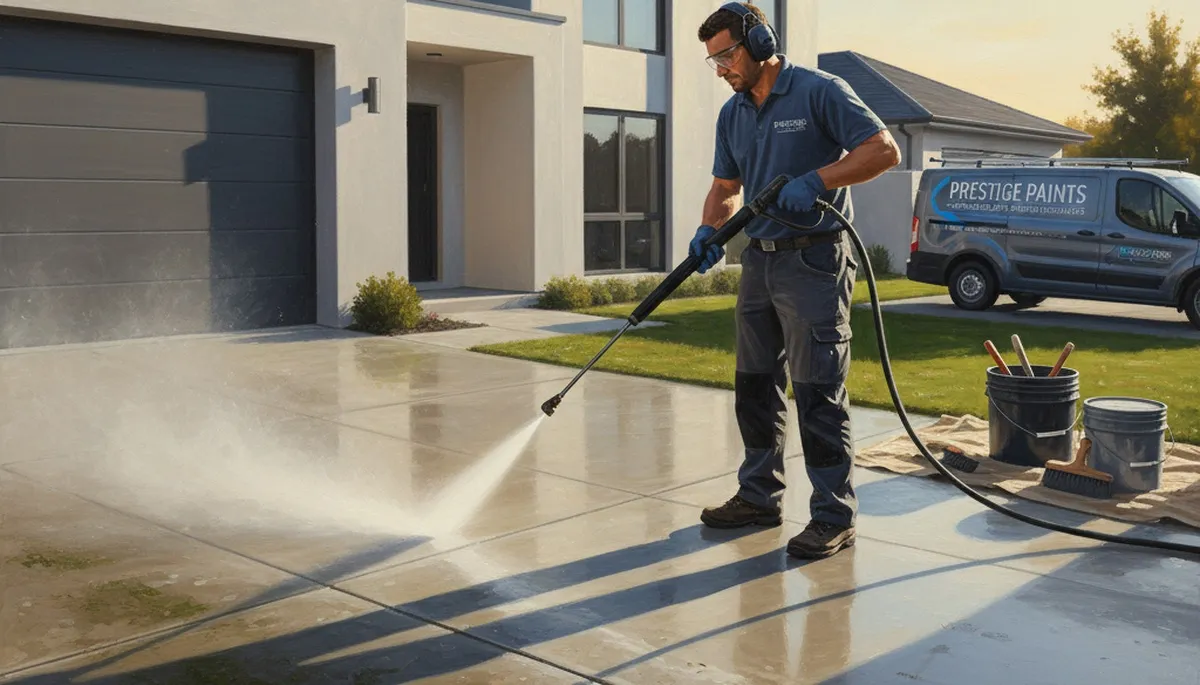 Concrete pressure cleaning in Aurora, CO for driveways, patios, and walkways by Aurora Paint Pros