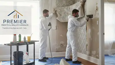Aurora Paint Pros removing old wallpaper in Aurora, CO, preparing walls for painting